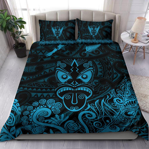 maori-aotearoa-rugby-haka-bedding-set-new-zealand-silver-fern-turquoise