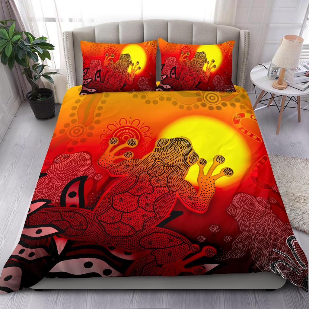 aboriginal-bedding-set-indigenous-frog-red