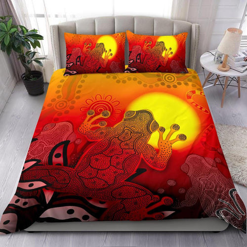 aboriginal-bedding-set-indigenous-frog-red