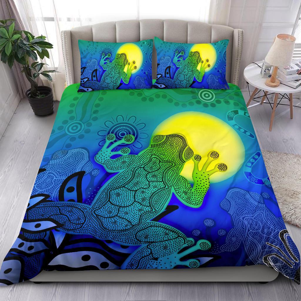 aboriginal-bedding-set-indigenous-frog-blue