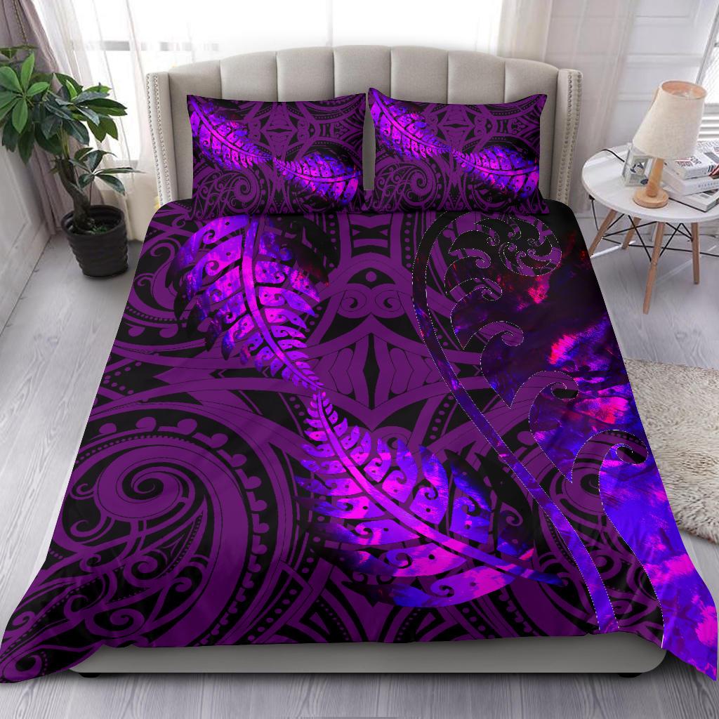 aotearoa-maori-bedding-set-silver-fern-koru-vibes-purple