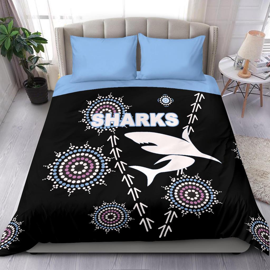 cronulla-bedding-set-sharks-simple-indigenous-black