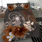kanaka-maoli-hawaii-bedding-set-hibiscus-turtle-tribal-brown