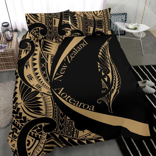 new-zealand-silver-fern-bedding-set-maori-tattoo-circle-style-golden