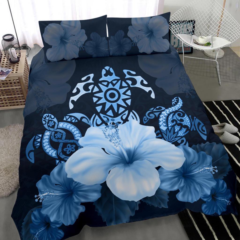 turtle-and-hibiscus-bedding-set-blue-turtle-tribal