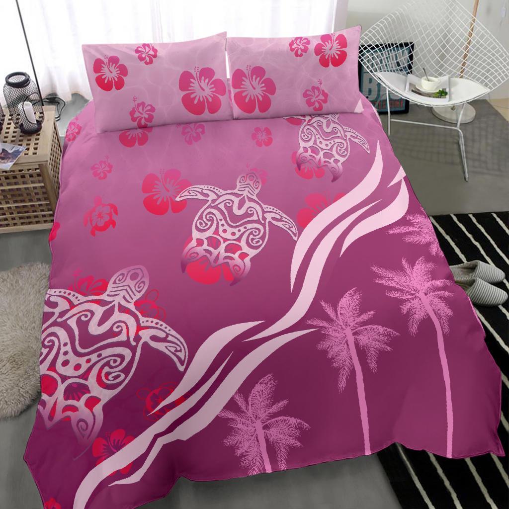 pink-turtle-hibiscus-bedding-set