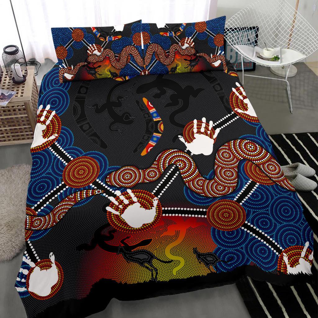 aboriginal-bedding-set-australian-boomerang-and-snake-indigenous-art