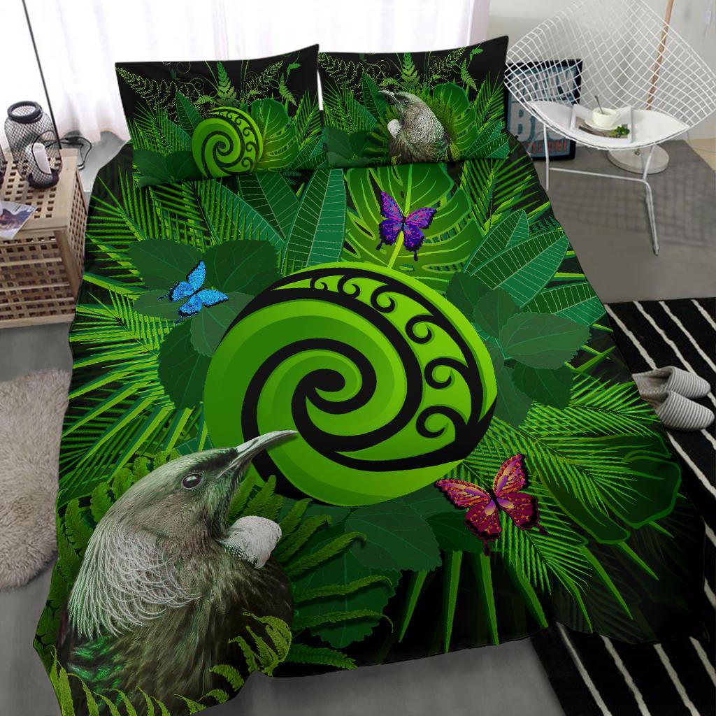 new-zealand-bedding-set-koru-fern-mix-tui-bird-tropical-floral