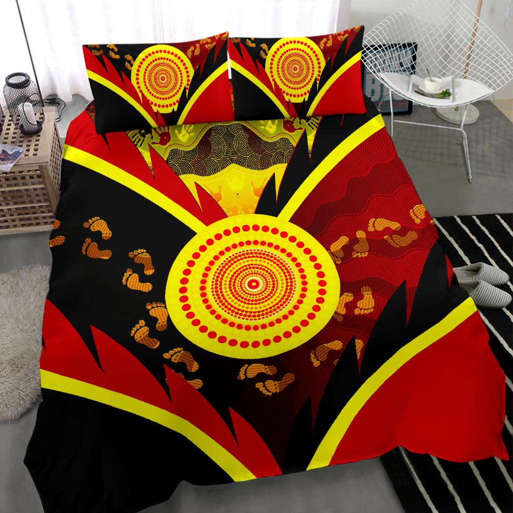 aboriginal-bedding-set-indigenous-flag-with-footprint-hand-art