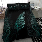 signature-custom-light-silver-fern-bedding-set-turquoise