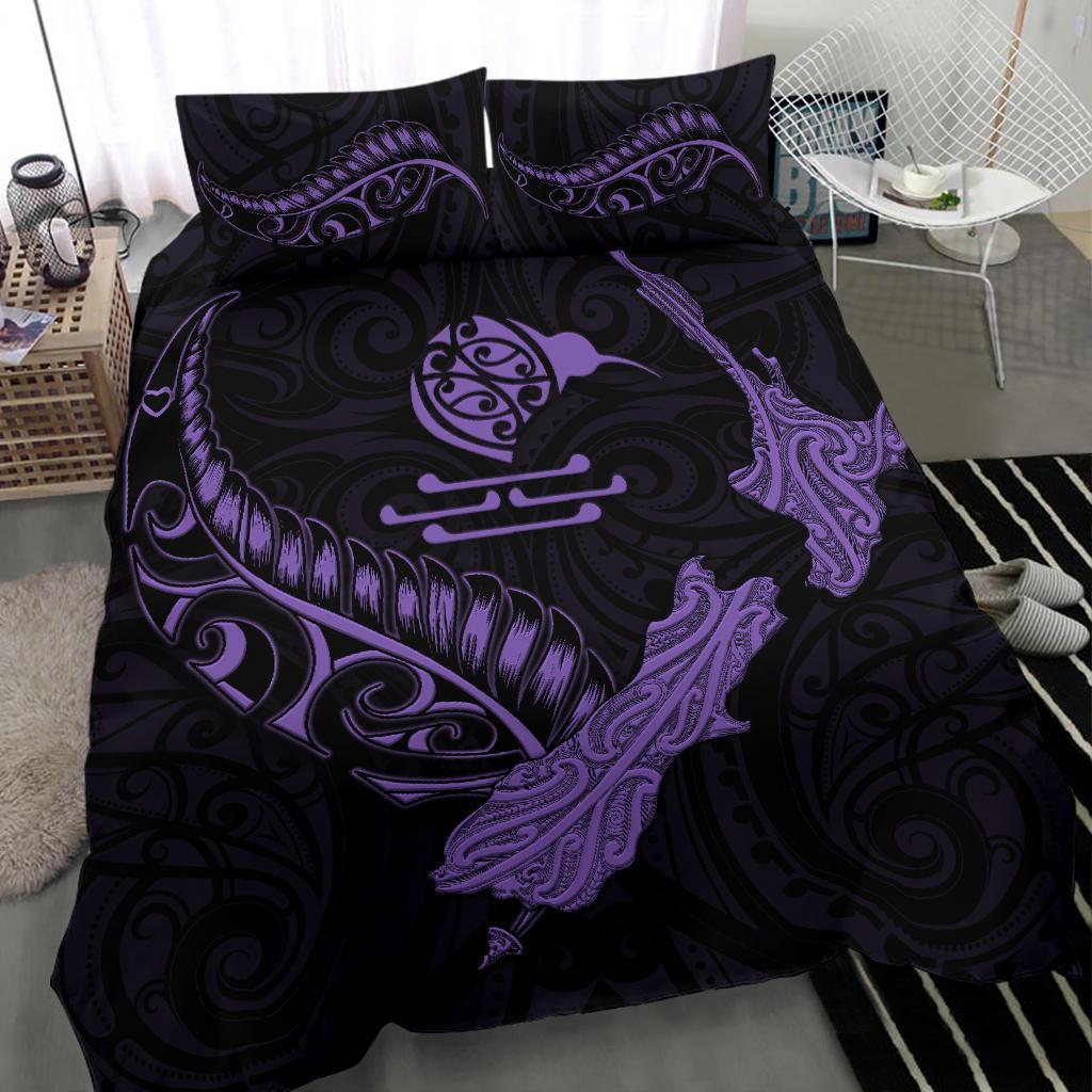 new-zealand-heart-bedding-set-map-kiwi-mix-silver-fern-pastel-purple