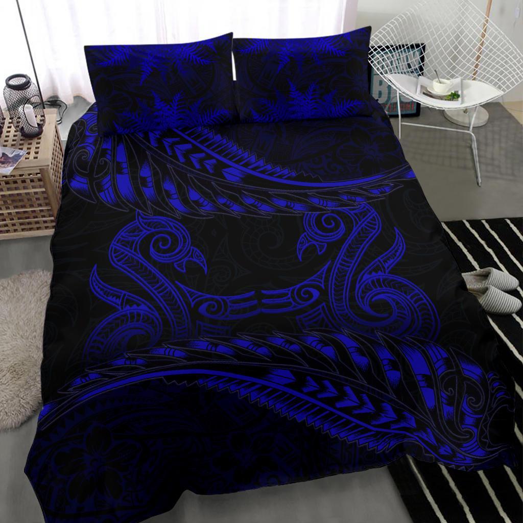 new-zealand-bedding-set-blue-manaia-maori-silver-fern-duvet-cover