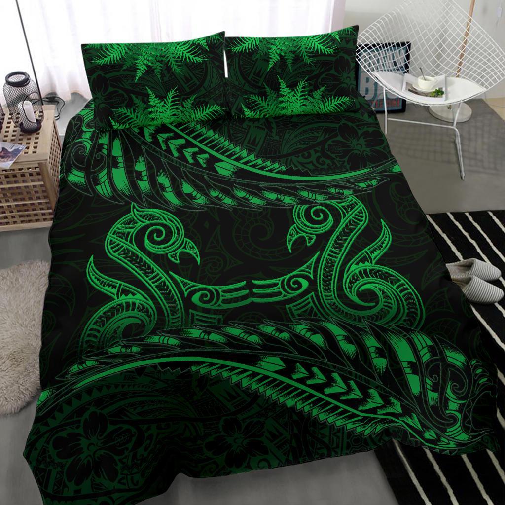 new-zealand-bedding-set-green-manaia-maori-silver-fern-duvet-cover