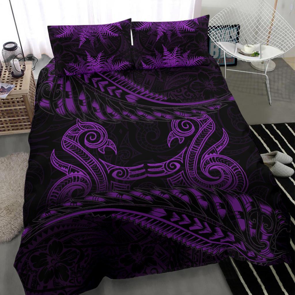 new-zealand-bedding-set-purple-manaia-maori-silver-fern-duvet-cover