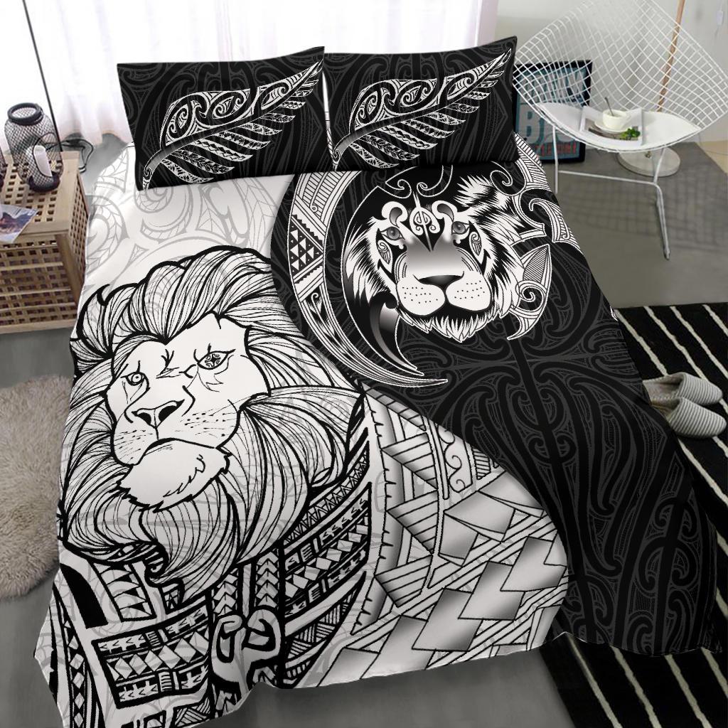lion-maori-tattoo-silver-fern-bedding-set