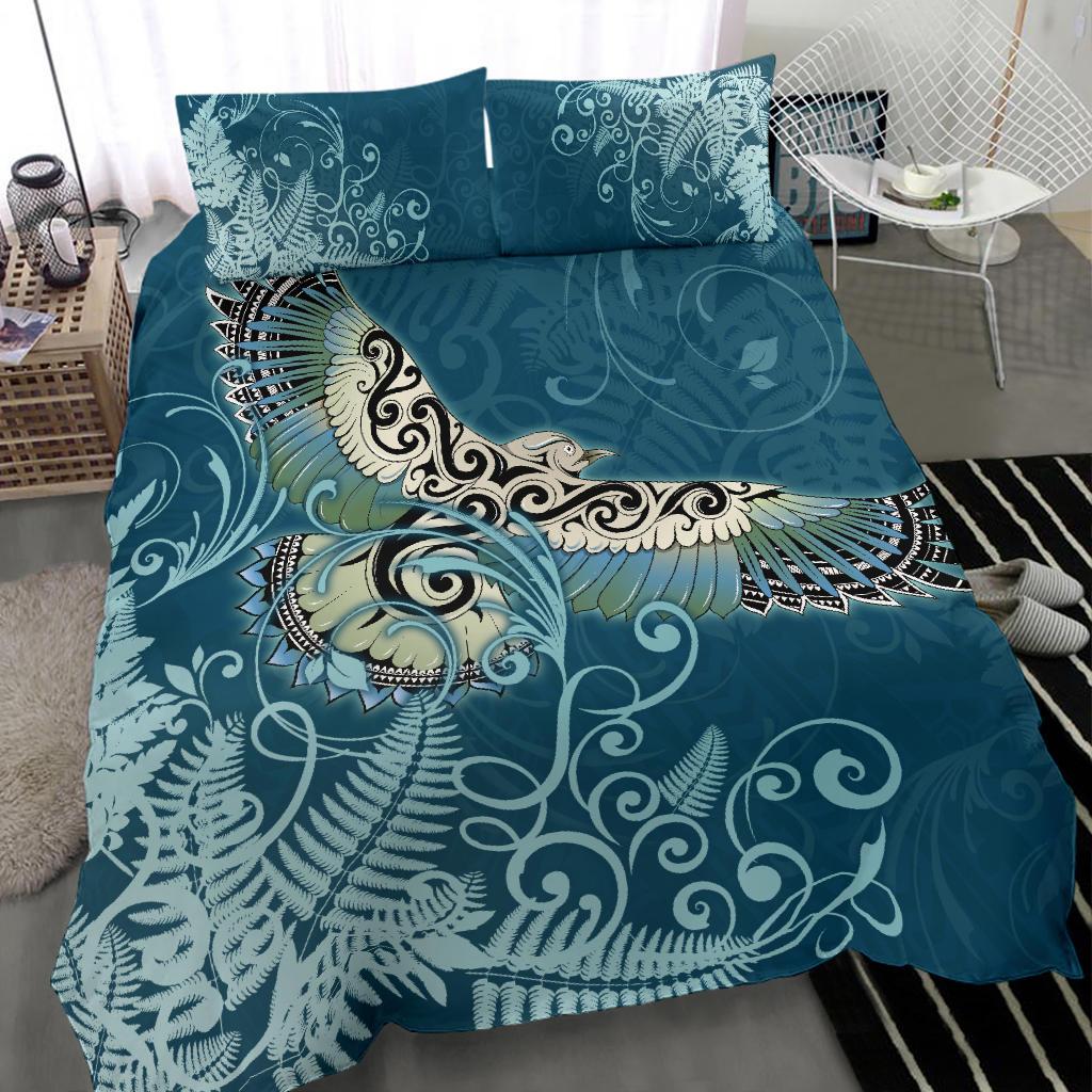 new-zealand-bedding-set-silver-fern-polynesian-style-maori-kea-bird