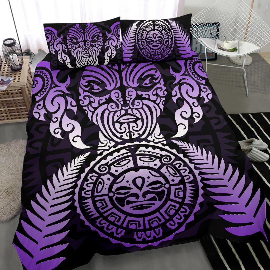 maori-face-fern-new-zealand-bedding-set-purple