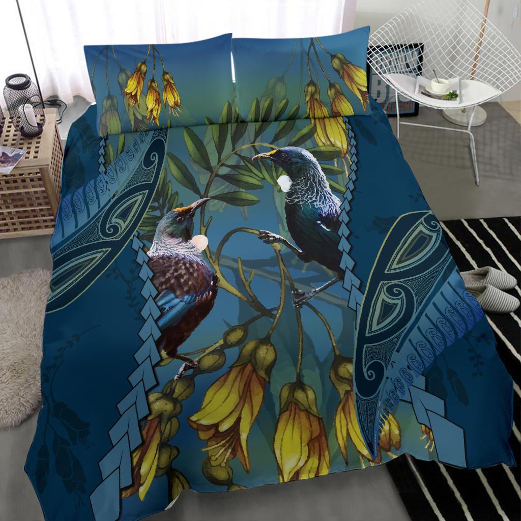 tui-bird-mix-kowhai-and-silver-fern-bedding-set-blue