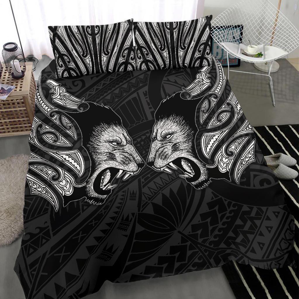 double-lion-maori-tattoo-bedding-set-new-zealand-white
