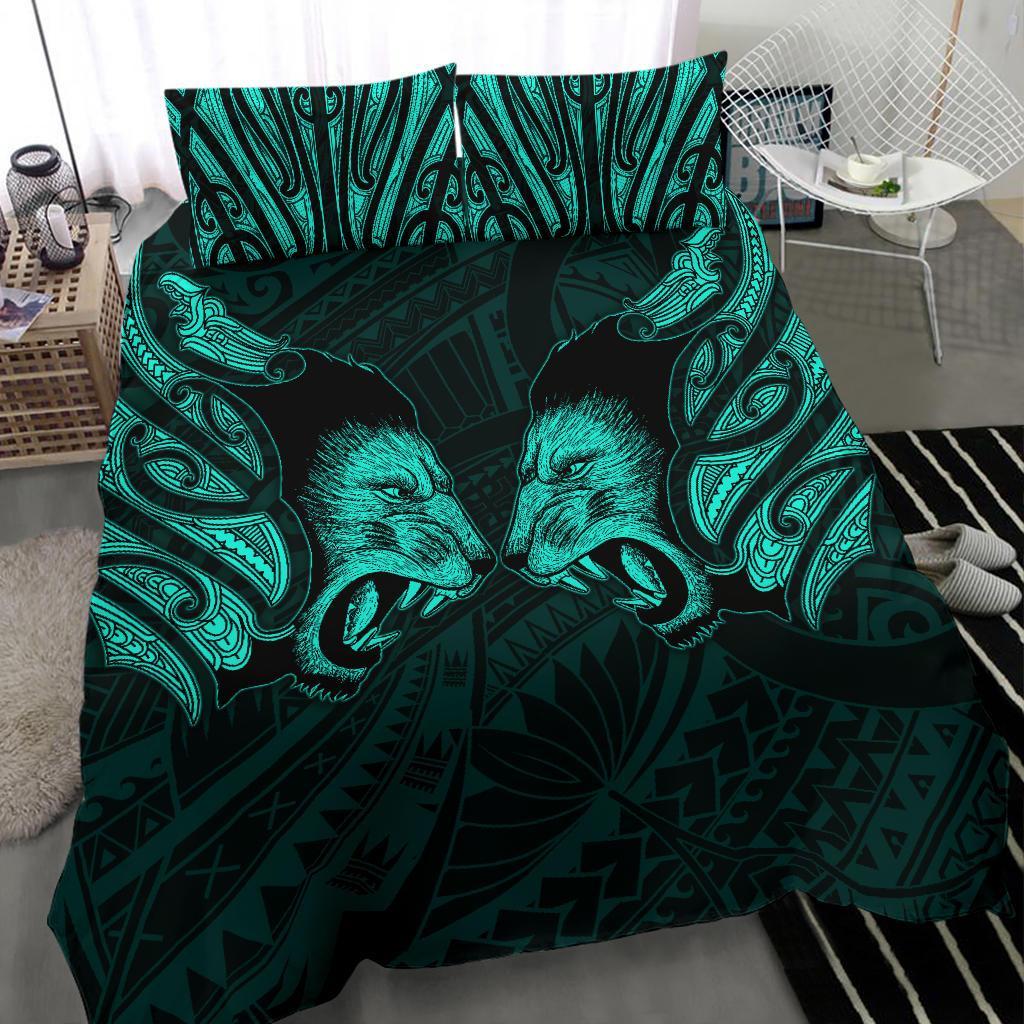 double-lion-maori-tattoo-bedding-set-new-zealand-turquoise