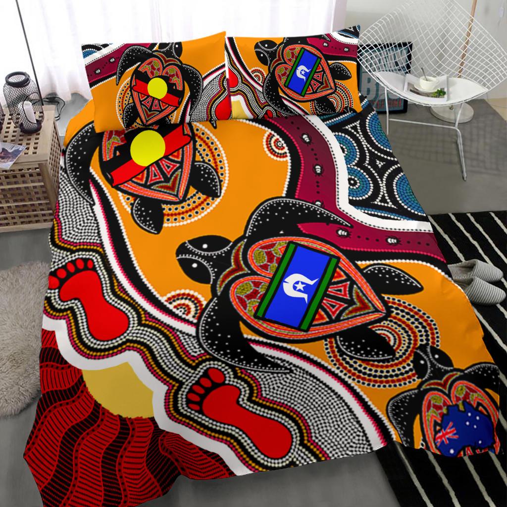 1saustralia-bedding-set-australia-aboriginal-dots-with-turtle-and-naidoc-flags