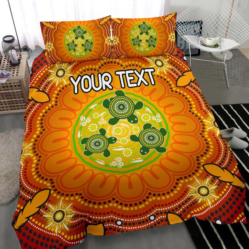 custom-text-aboriginal-bedding-set-turtle-circle-dot-painting-art