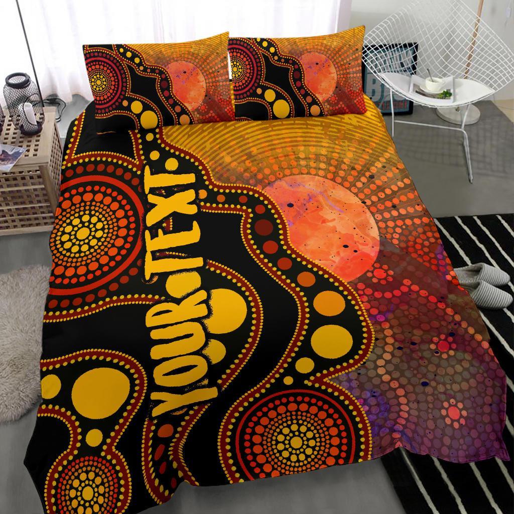 custom-text-aboriginal-bedding-set-australia-indigenous-flag-circle-dot-painting-art-golden