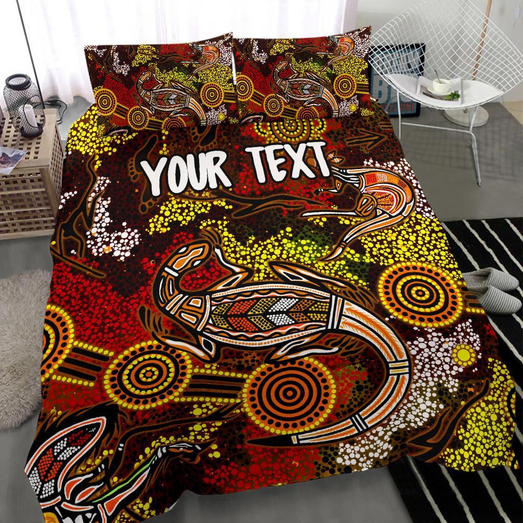 custom-aboriginal-bedding-set-kangaroo-and-lizard-dot-painting-art