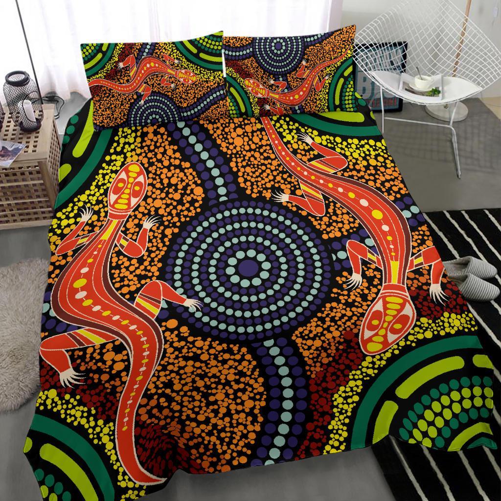 1st-australia-bedding-set-aboriginal-two-lizards-dot-painting-circle
