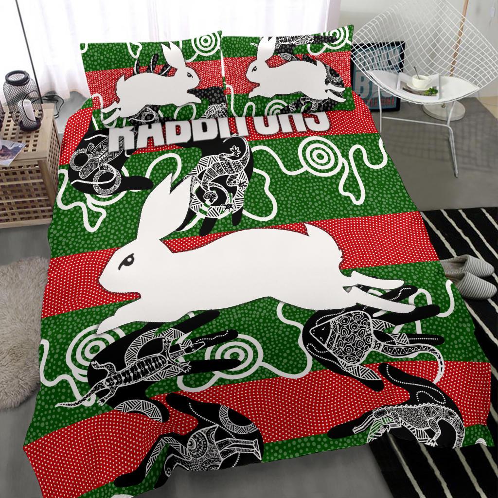 rabbitohs-indigenous-bedding-set-animals-aboriginal