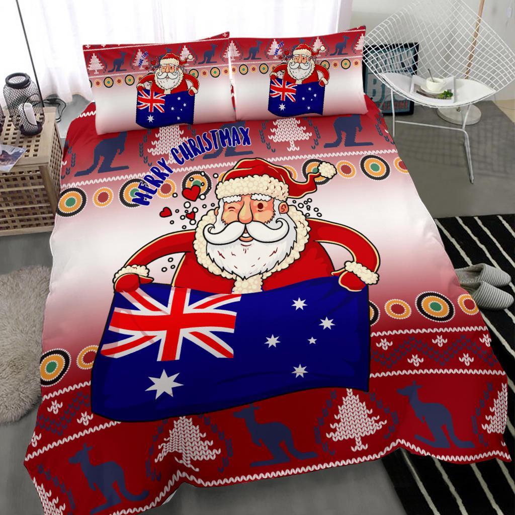 christmas-personalised-bedding-set-australia-santa-claus-hold-the-flag-red