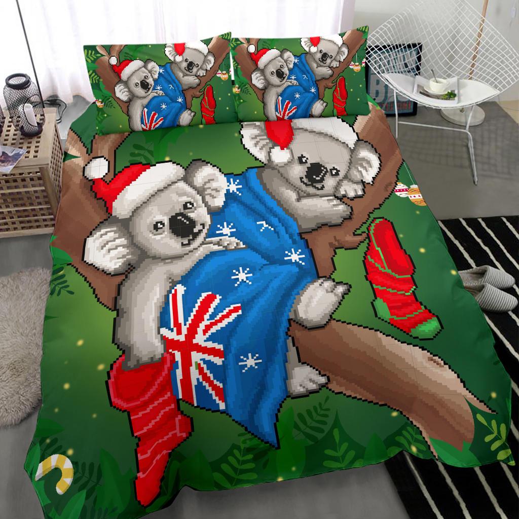 christmas-bedding-set-australia-flag-with-koala-ugly-christmas