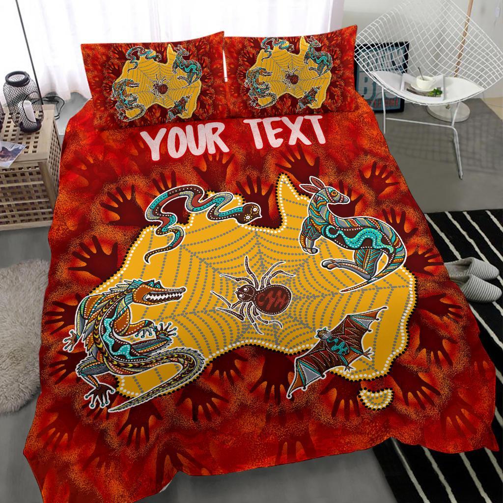 custom-aboriginal-bedding-set-australia-map-hand-patterns-spider-web