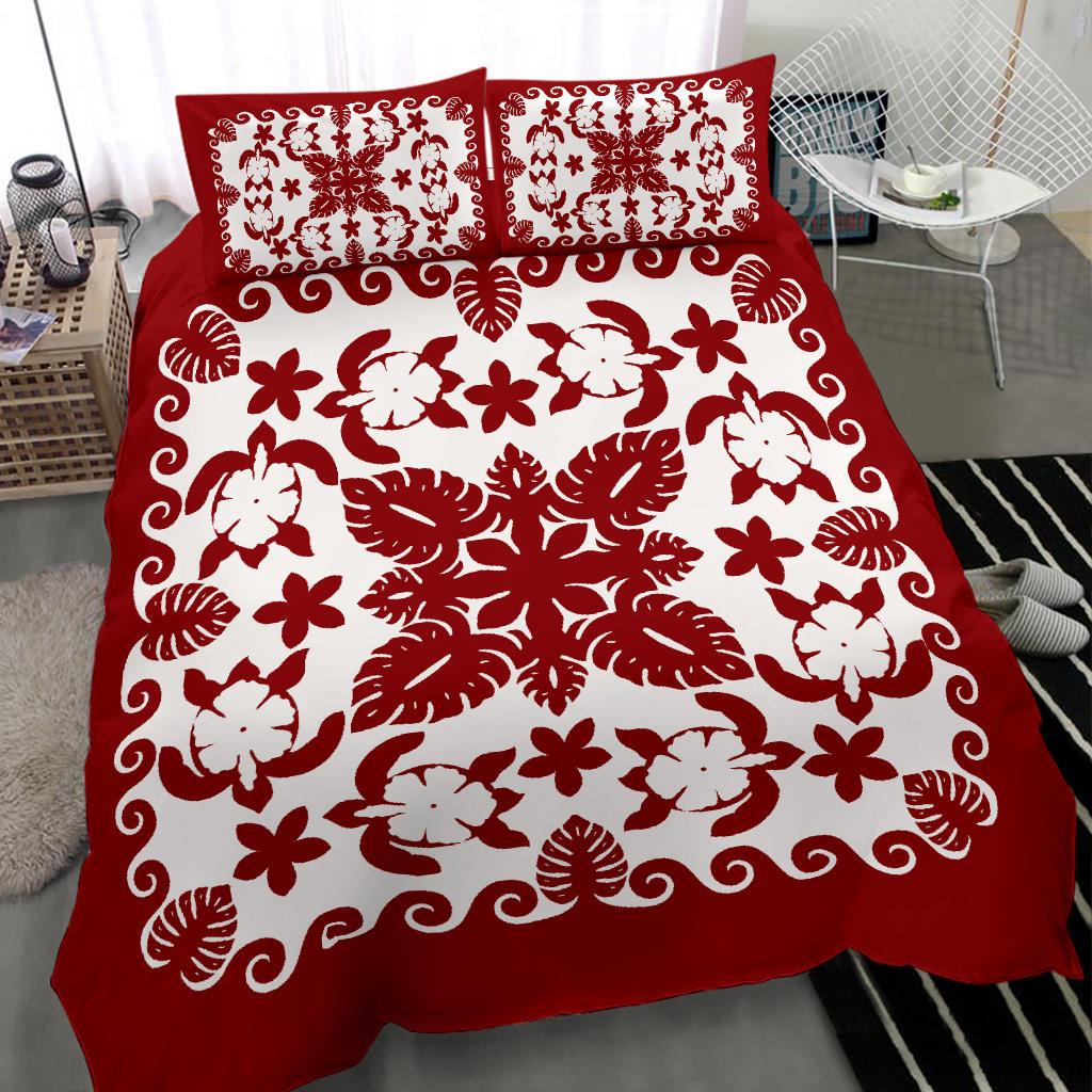 turtle-with-hibiscus-royal-red-bedding-set