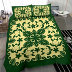 turtle-with-hibiscus-royal-green-bedding-set-palm-leaf