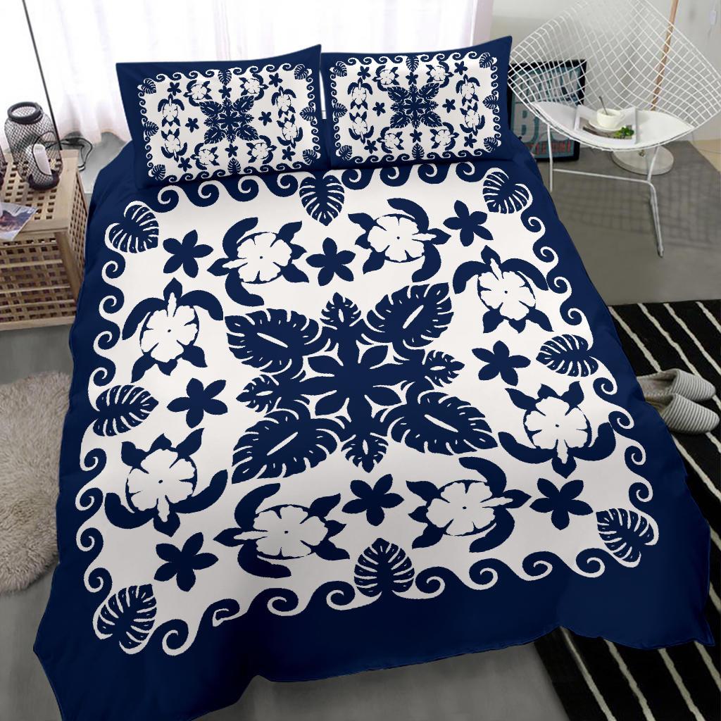 turtle-with-hibiscus-royal-navy-bedding-set