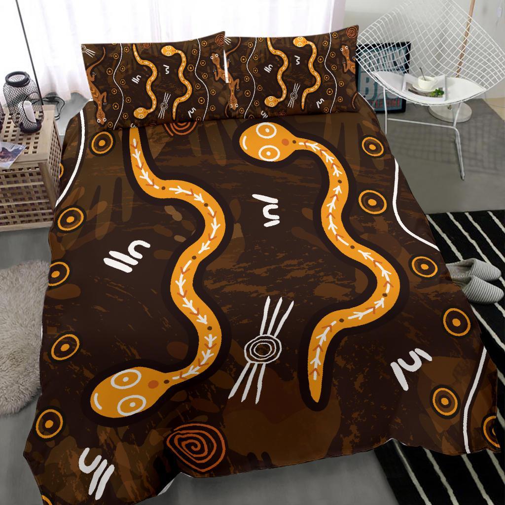 aboriginal-bedding-set-indigenous-snake-hand-brown-color