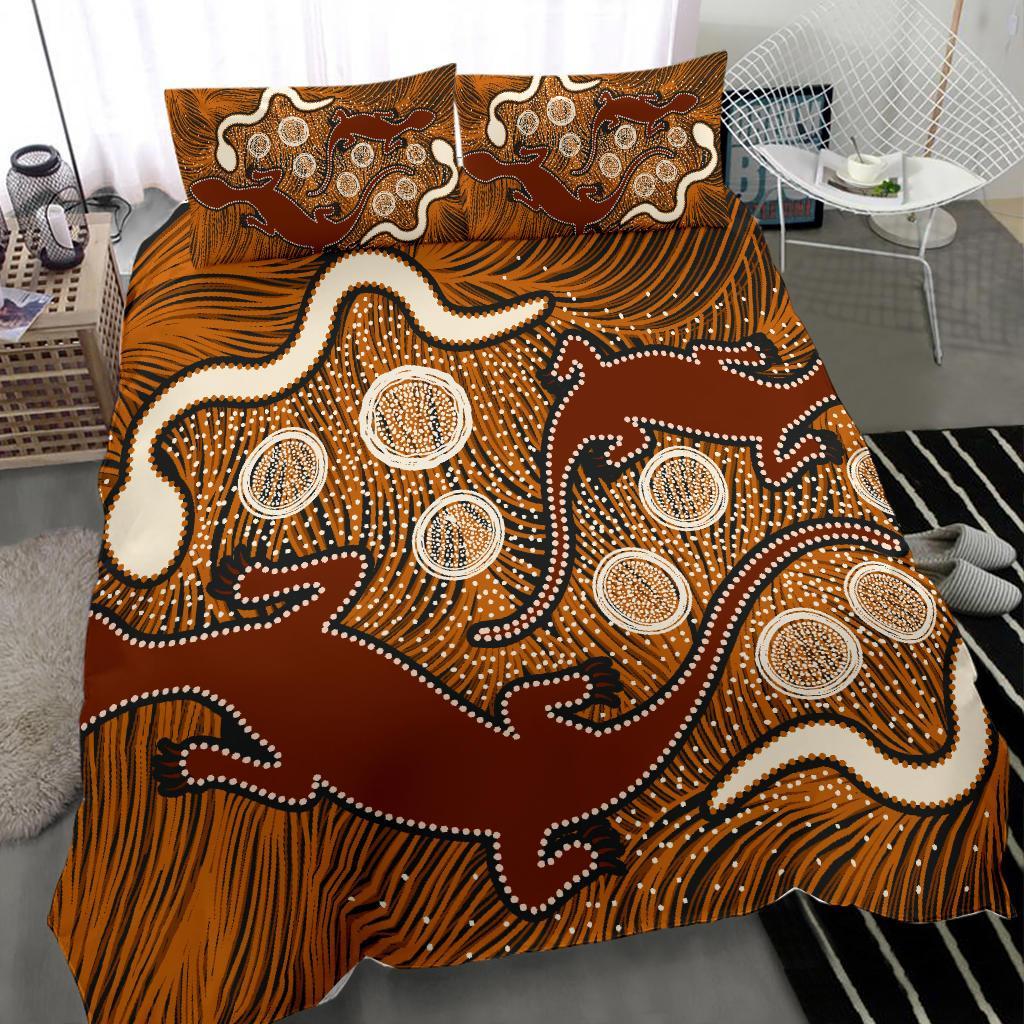 aboriginal-bedding-set-indigenous-brown-lizard-and-white-snake