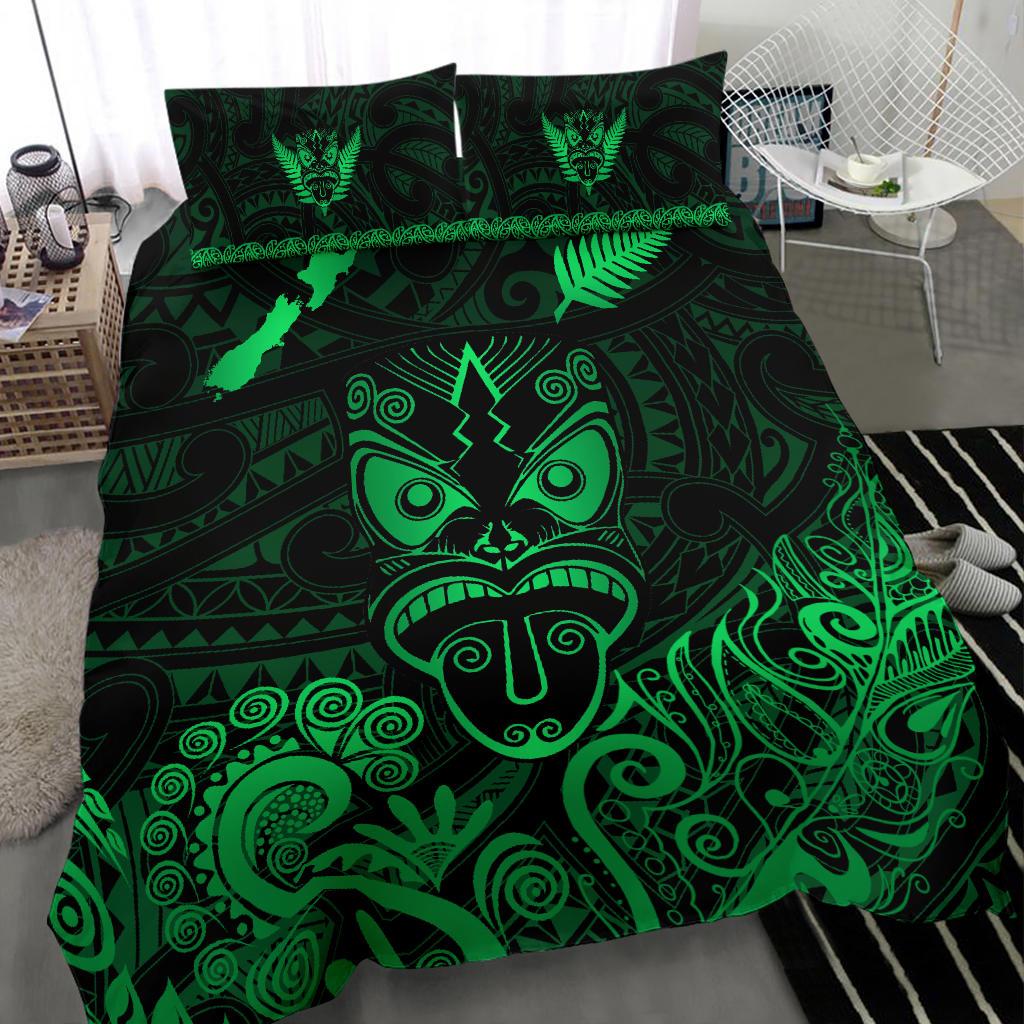 maori-aotearoa-rugby-haka-bedding-set-new-zealand-silver-fern-green