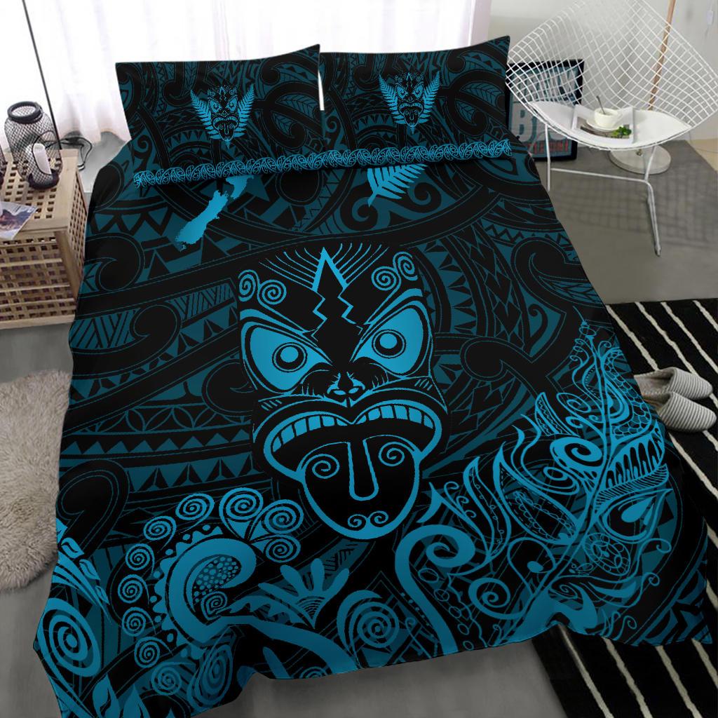 maori-aotearoa-rugby-haka-bedding-set-new-zealand-silver-fern-turquoise