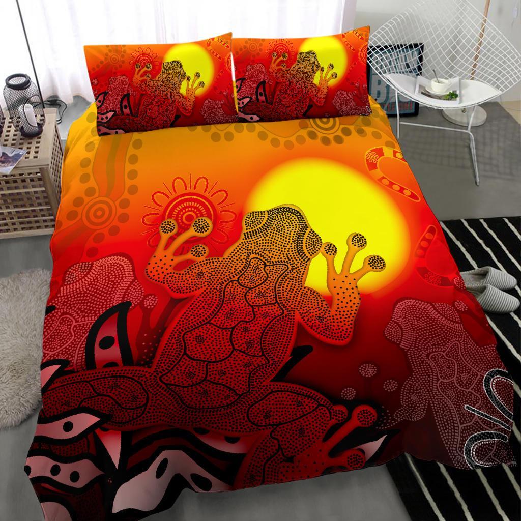 aboriginal-bedding-set-indigenous-frog-red