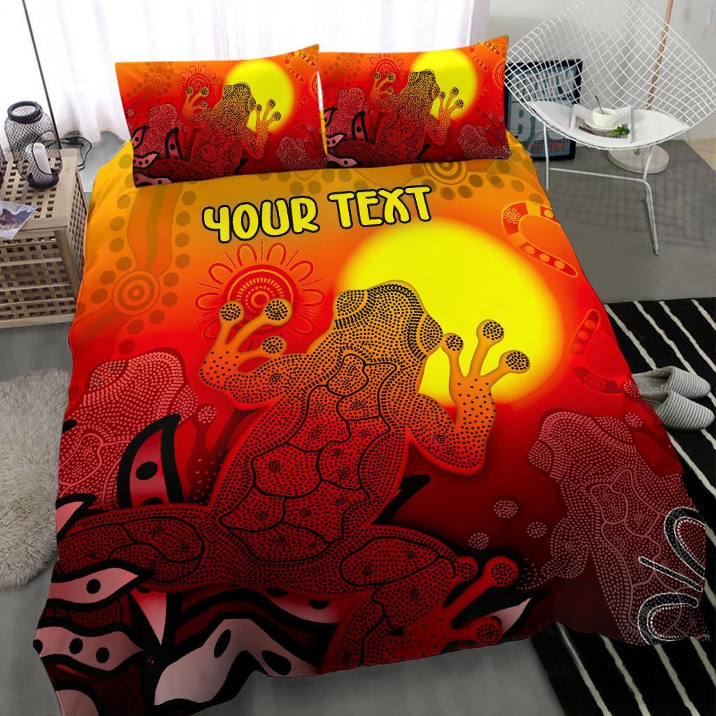 customaboriginal-bedding-set-indigenous-frog-red