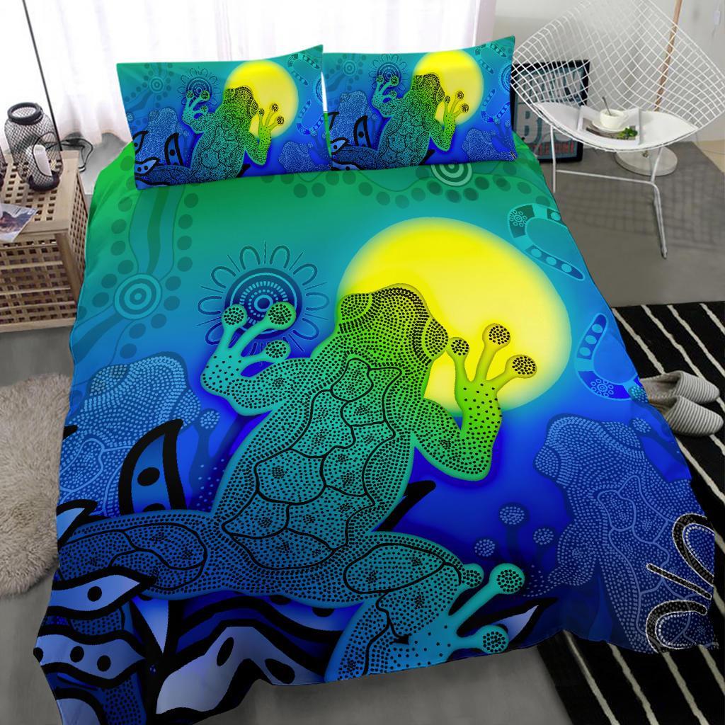 aboriginal-bedding-set-indigenous-frog-blue