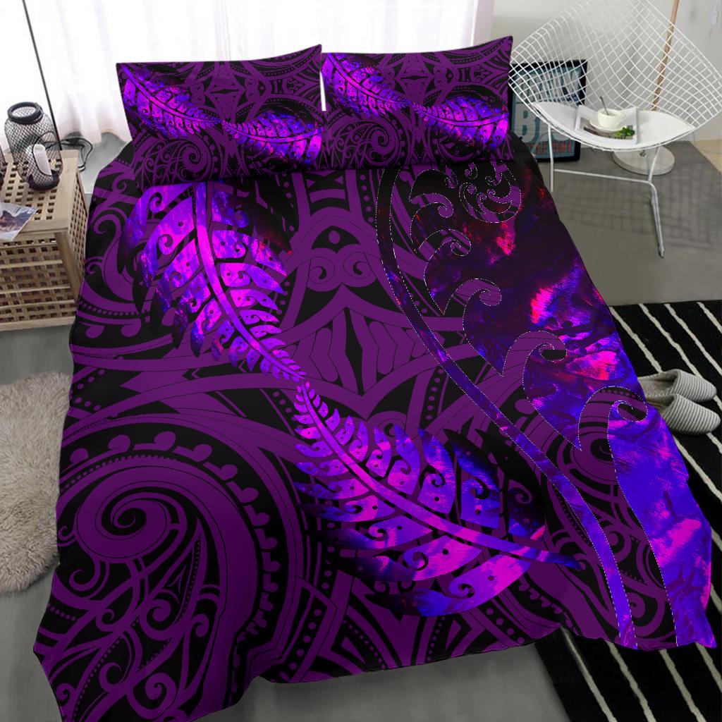 aotearoa-maori-bedding-set-silver-fern-koru-vibes-purple