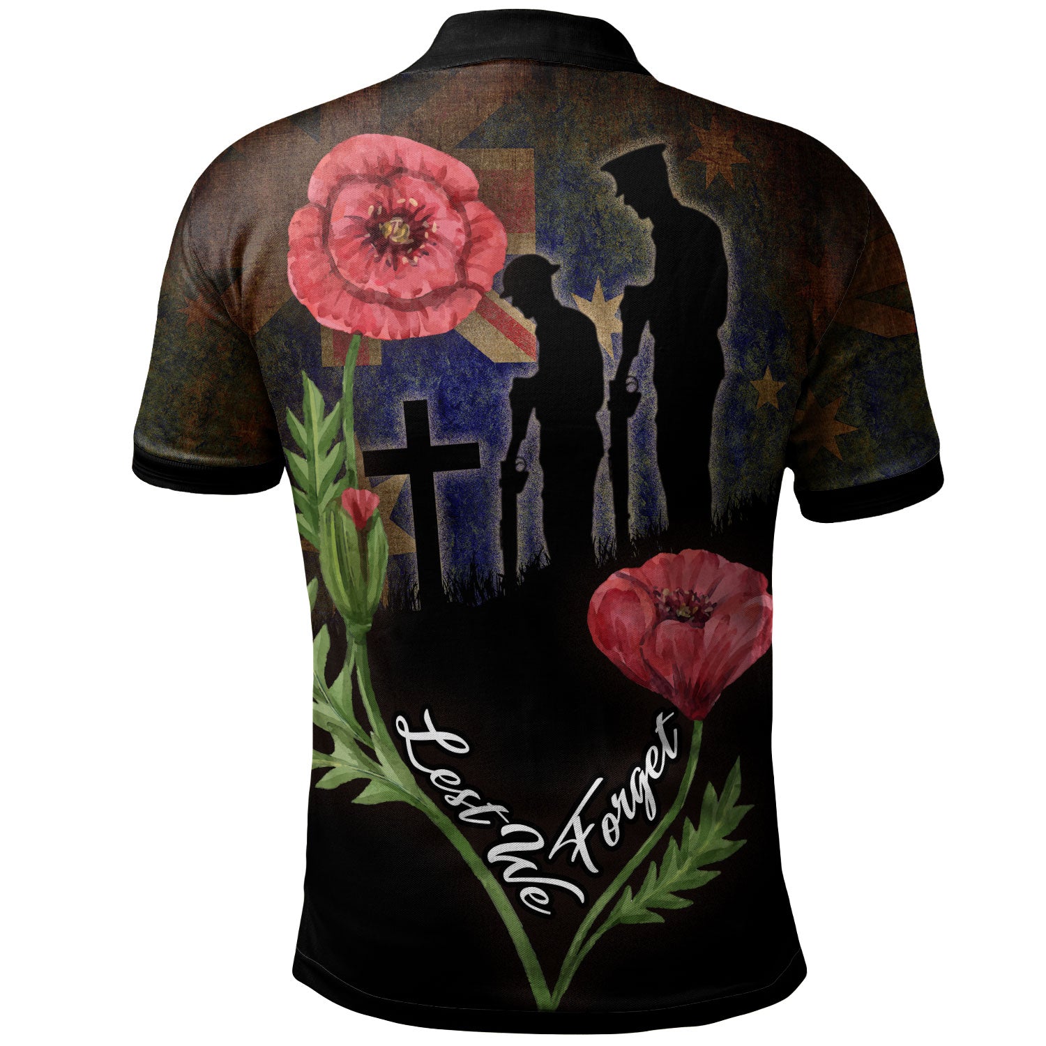 australia-anzac-day-polo-shirt-custom-lest-we-forget-with-poppies-flowers-watercolor-style-polo-shirt