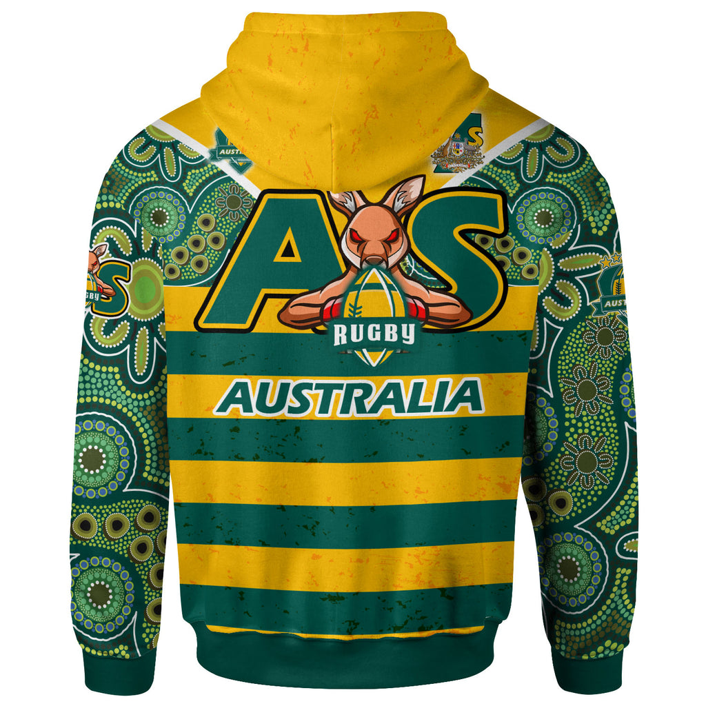 australian-rugby-sevens-mens-squad-hoodie-custom-kangaroo-mascot-rugby-aboriginal-lines-style-hoodie