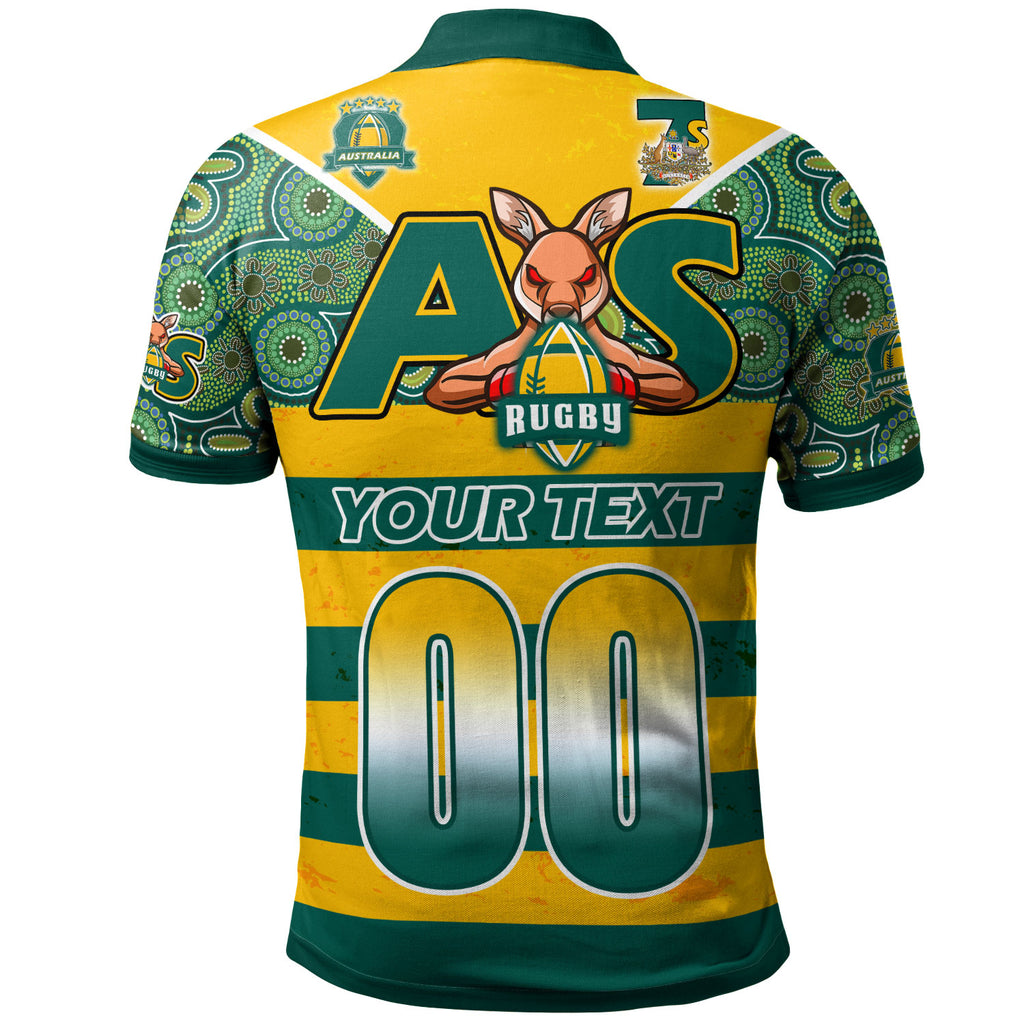 australian-rugby-sevens-mens-squad-polo-shirt-custom-kangaroo-mascot-rugby-aboriginal-lines-style-polo-shirt