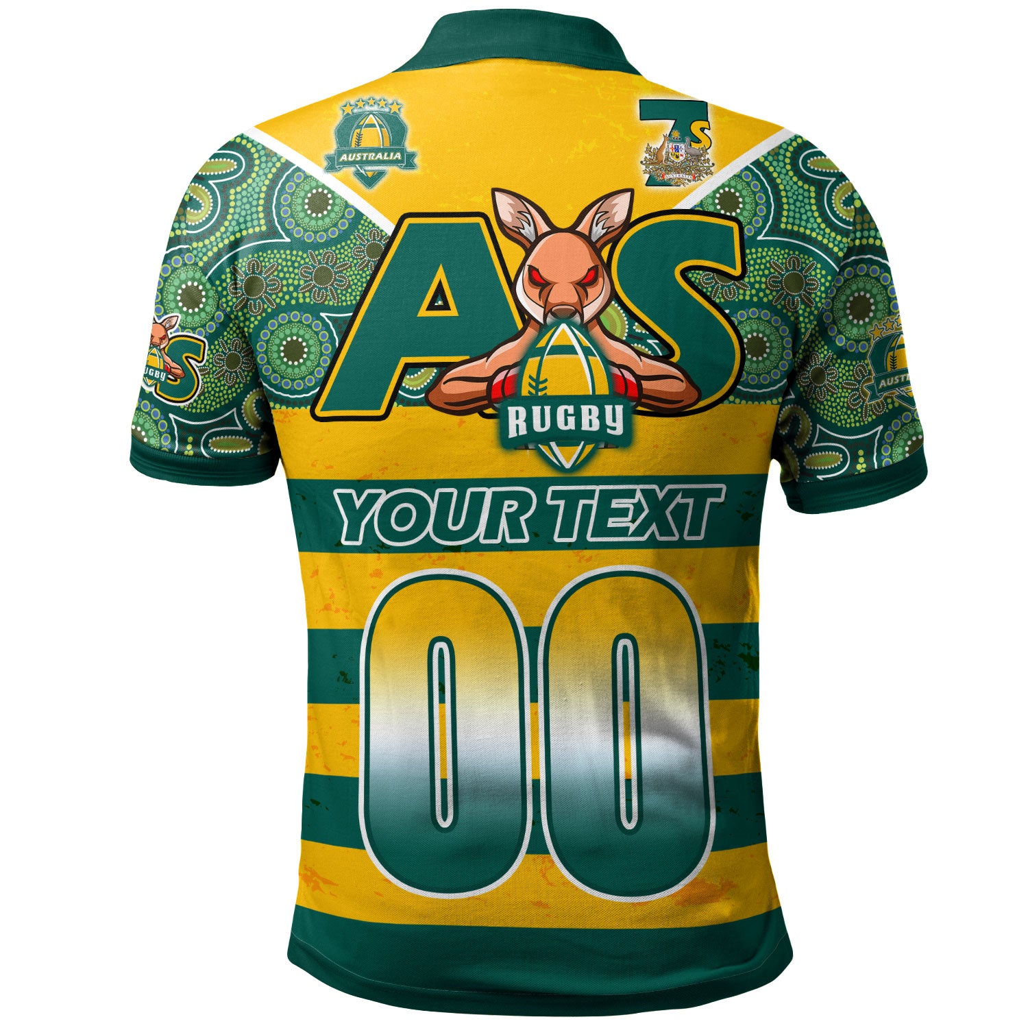 australian-rugby-sevens-mens-squad-polo-shirt-custom-kangaroo-mascot-rugby-aboriginal-lines-style-polo-shirt