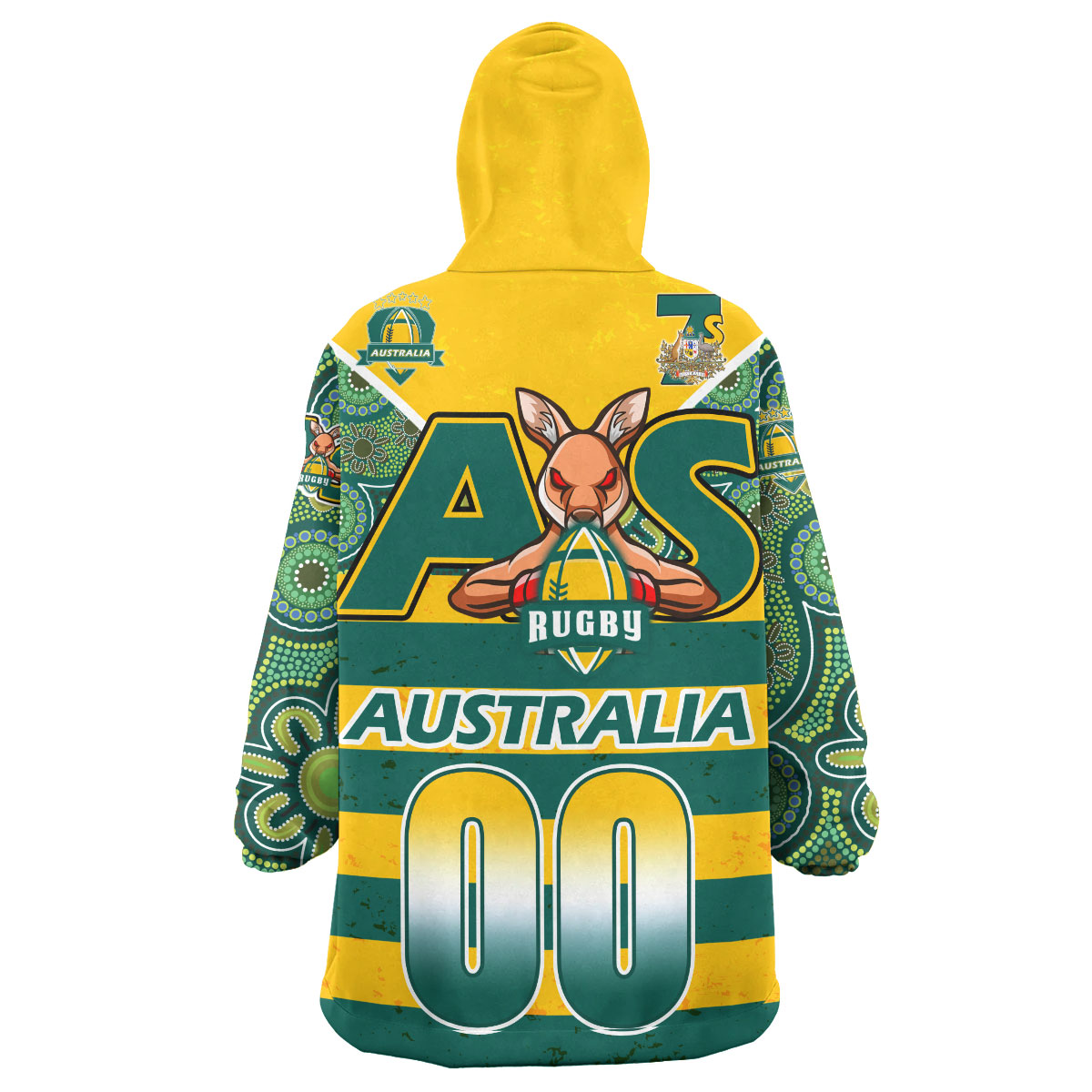 australian-rugby-sevens-mens-squad-snug-hoodie-custom-kangaroo-mascot-rugby-aboriginal-lines-style-oodie-blanket