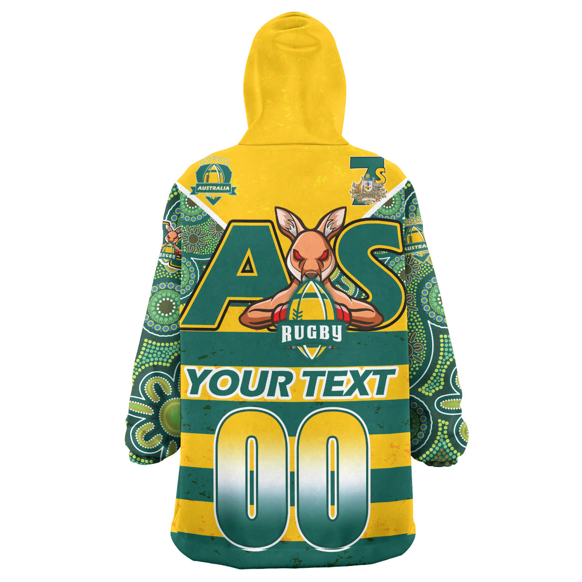 australian-rugby-sevens-mens-squad-snug-hoodie-custom-kangaroo-mascot-rugby-aboriginal-lines-style-oodie-blanket